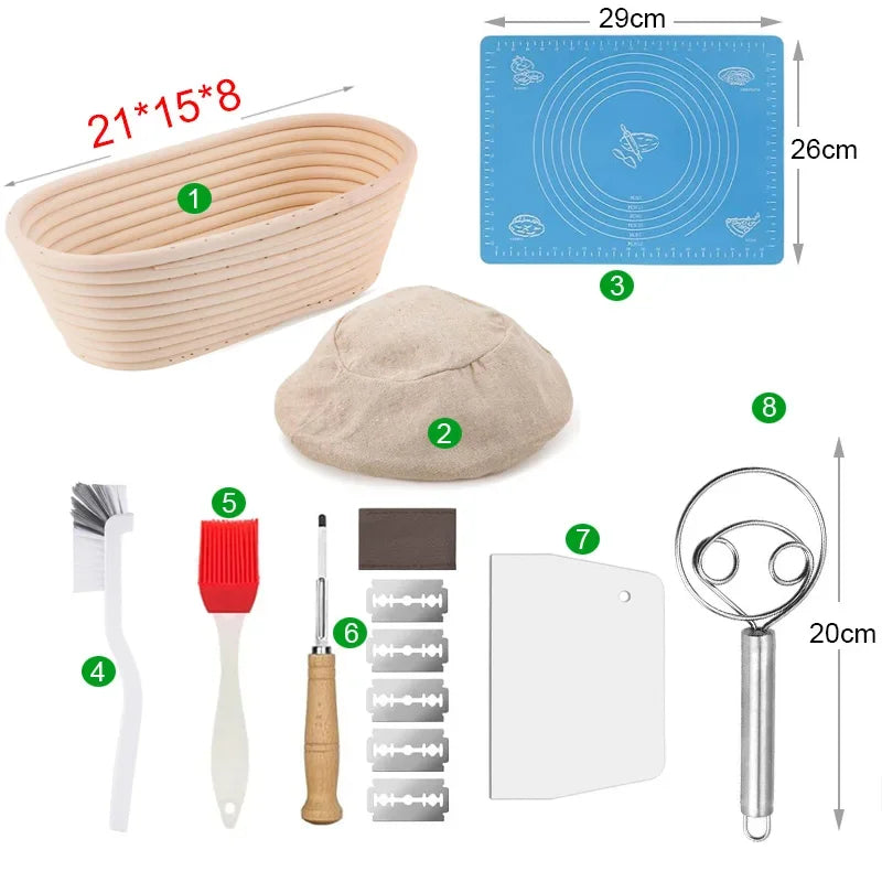 Sourdough Baking Banneton & Tools Set (8 Pcs)