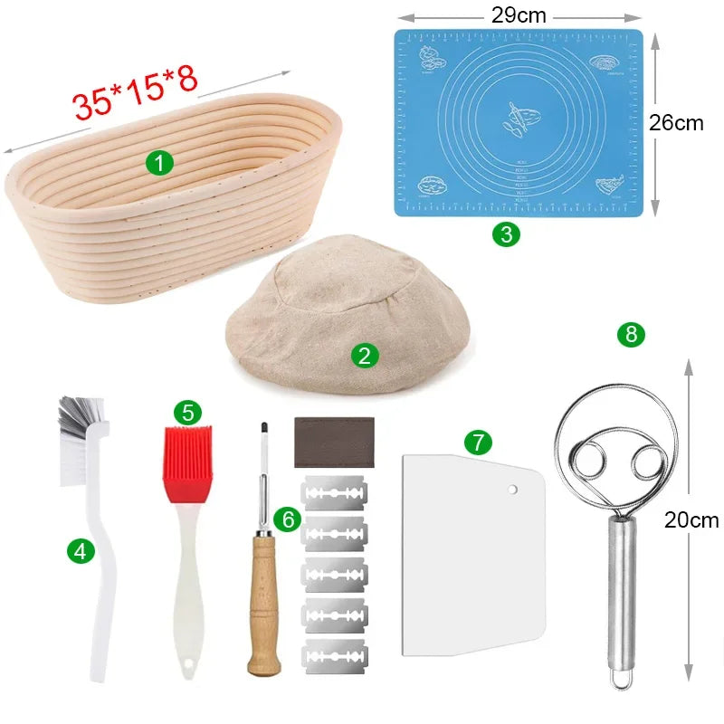 Sourdough Baking Banneton & Tools Set (8 Pcs)