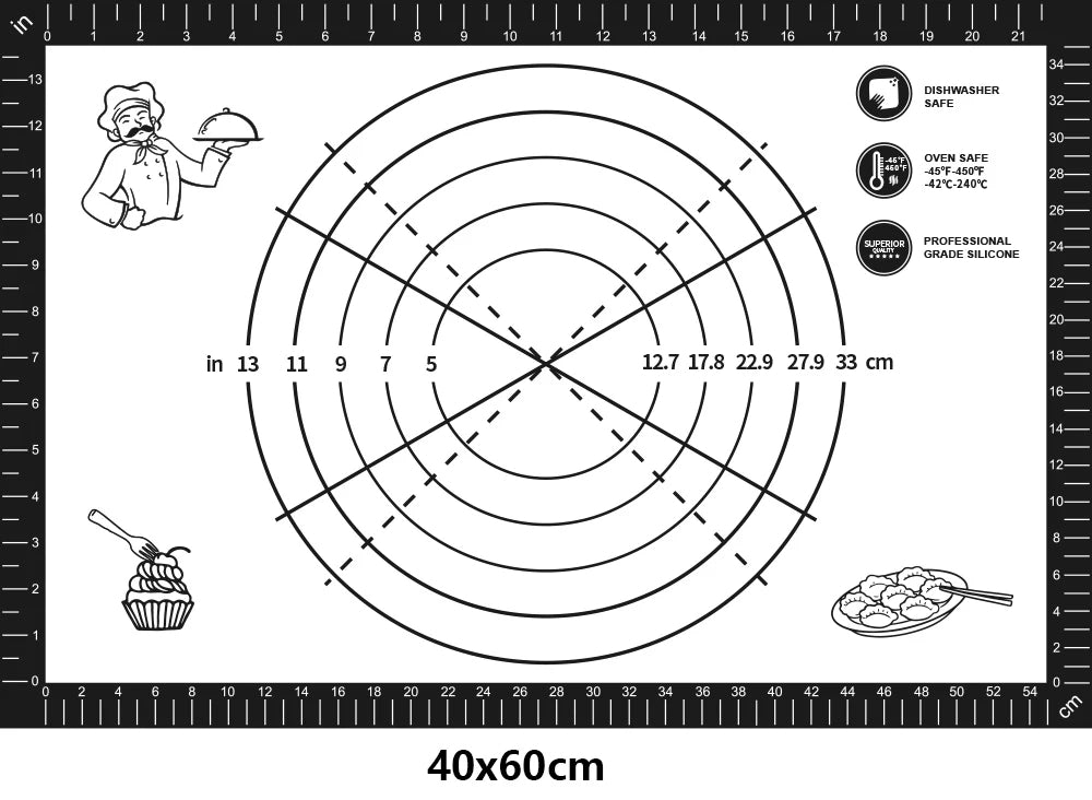 Professional Silicone Baking Mat - Non-Stick Heat Resistant (40x60cm/15.7"x23.6")