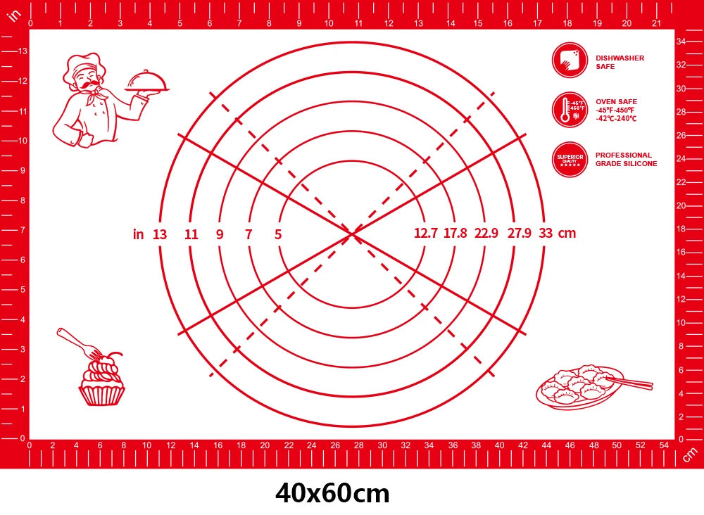 Professional Silicone Baking Mat - Non-Stick Heat Resistant (40x60cm/15.7"x23.6")